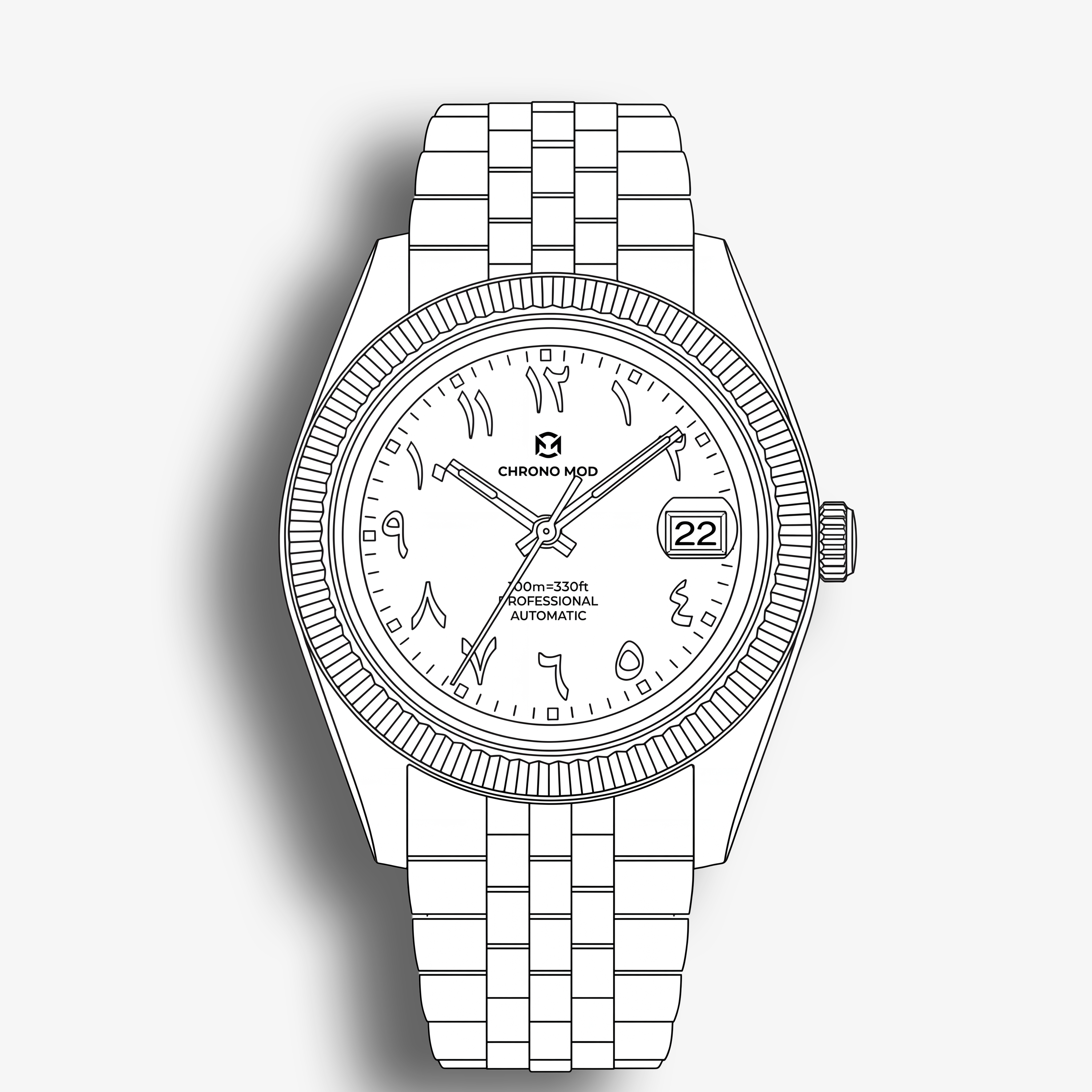 Classic Date – Zwarte Arabische Wijzerplaat Professional