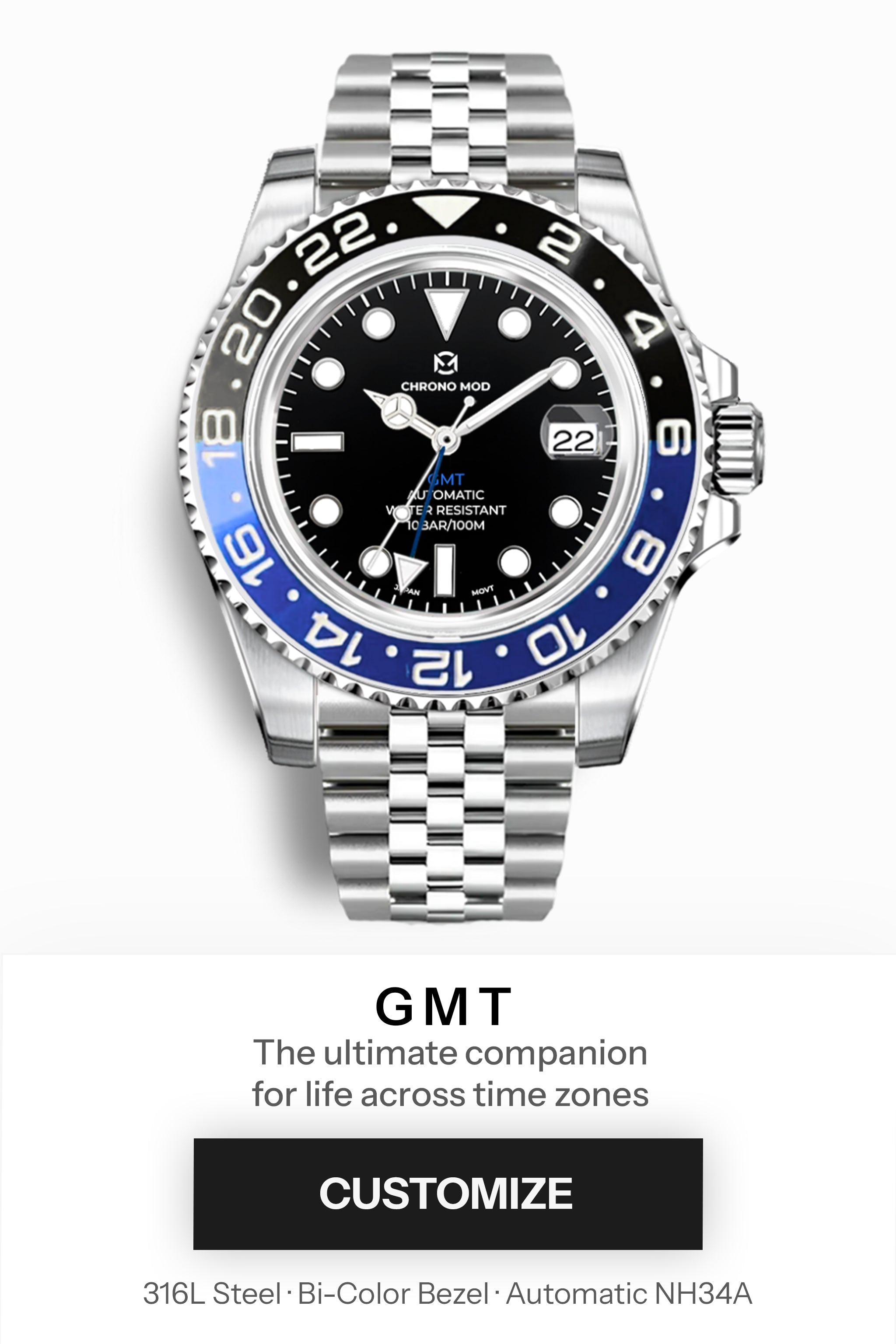 Custom GMT Dual Time Watch